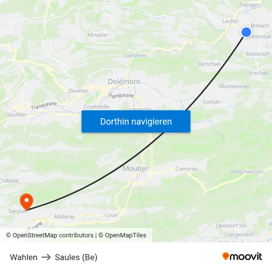 Wahlen to Saules (Be) map