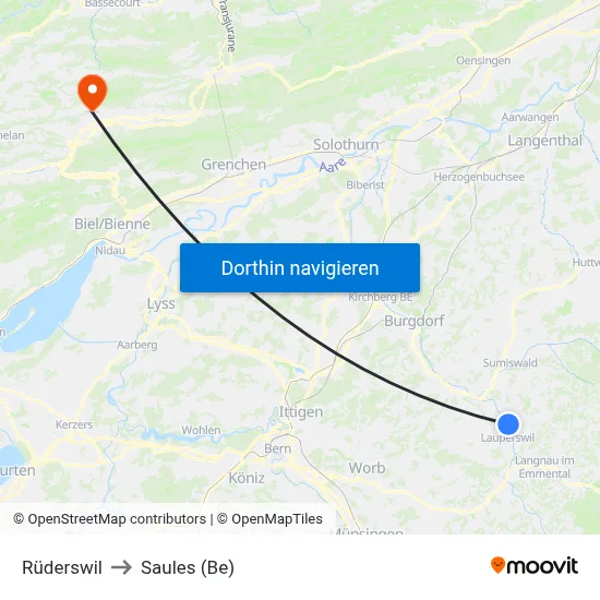 Rüderswil to Saules (Be) map