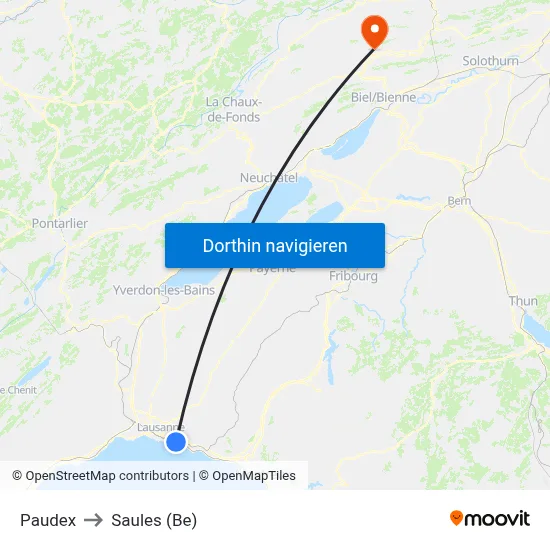 Paudex to Saules (Be) map