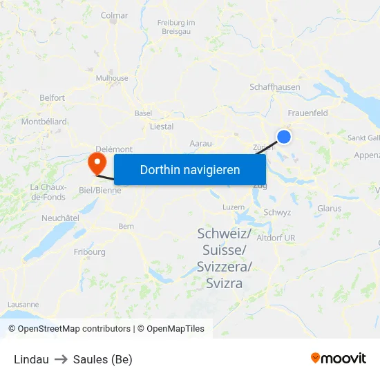 Lindau to Saules (Be) map