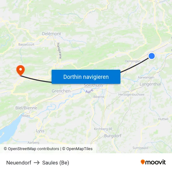 Neuendorf to Saules (Be) map