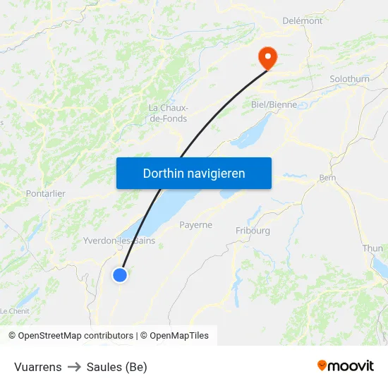 Vuarrens to Saules (Be) map