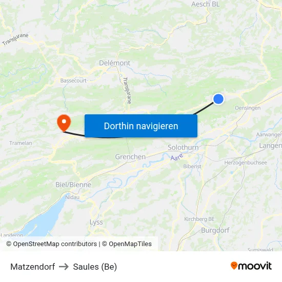 Matzendorf to Saules (Be) map