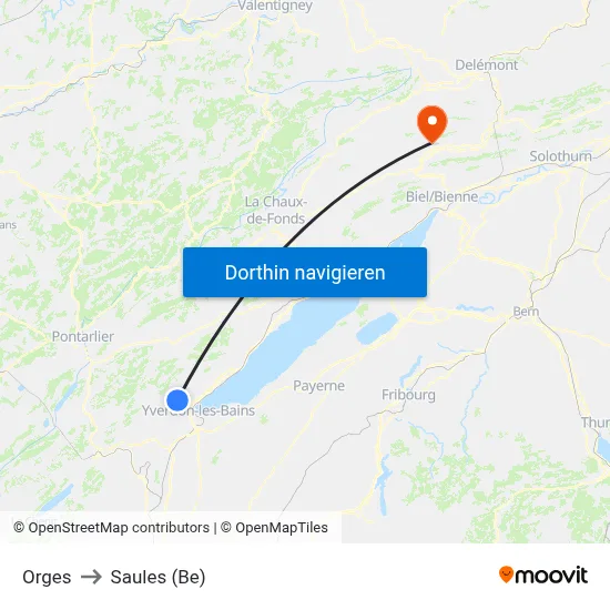 Orges to Saules (Be) map