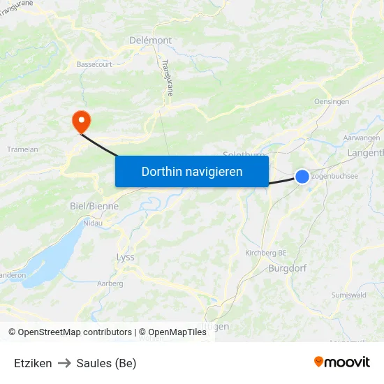 Etziken to Saules (Be) map