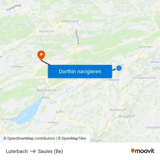 Luterbach to Saules (Be) map