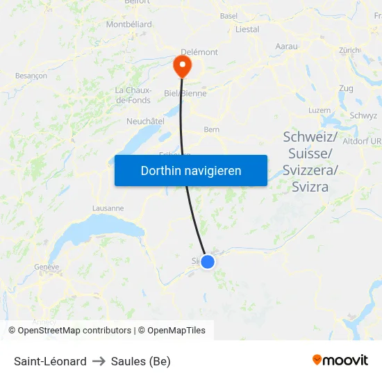 Saint-Léonard to Saules (Be) map