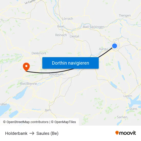 Holderbank to Saules (Be) map