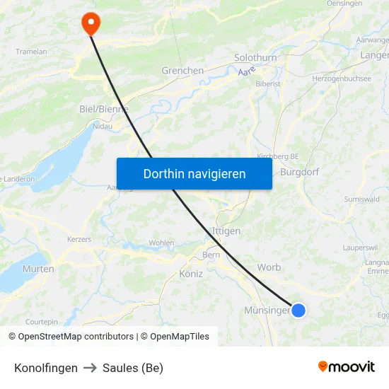 Konolfingen to Saules (Be) map