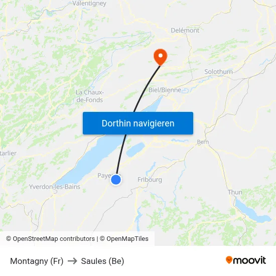 Montagny (Fr) to Saules (Be) map
