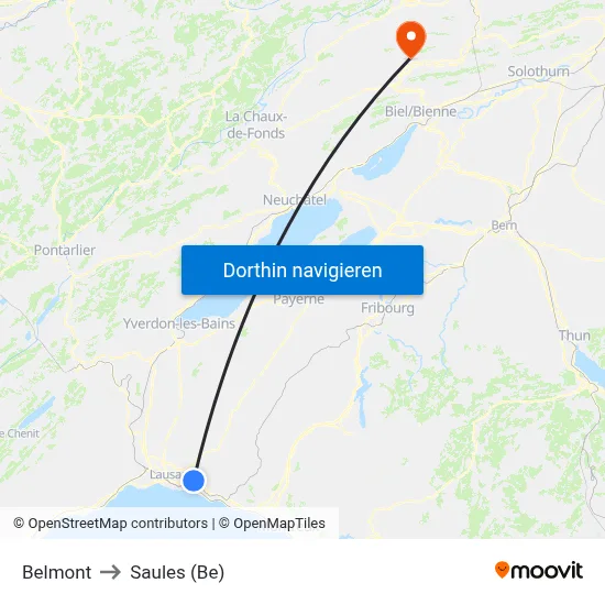 Belmont to Saules (Be) map