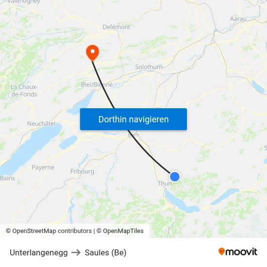 Unterlangenegg to Saules (Be) map