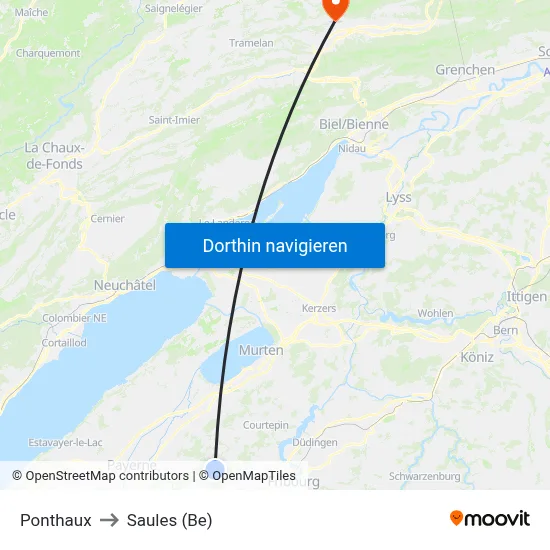 Ponthaux to Saules (Be) map