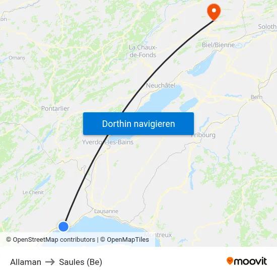 Allaman to Saules (Be) map