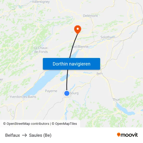 Belfaux to Saules (Be) map