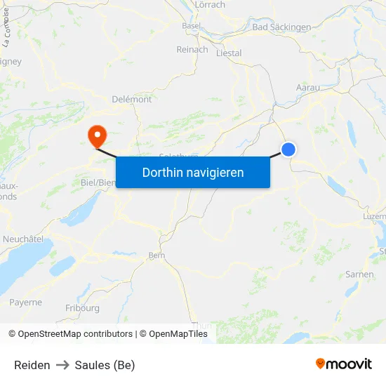 Reiden to Saules (Be) map