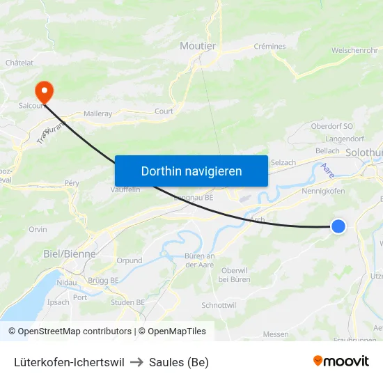 Lüterkofen-Ichertswil to Saules (Be) map