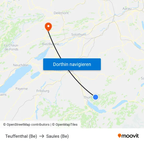 Teuffenthal (Be) to Saules (Be) map