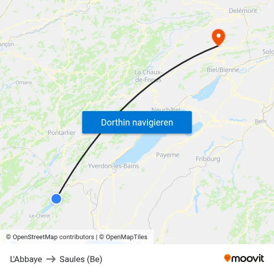 L'Abbaye to Saules (Be) map