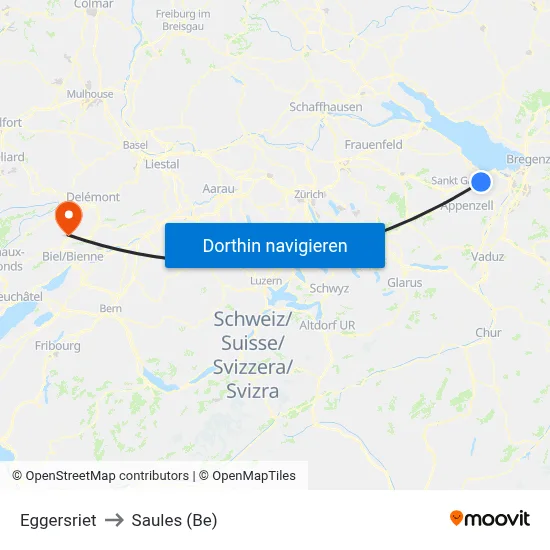 Eggersriet to Saules (Be) map