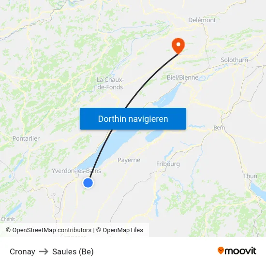Cronay to Saules (Be) map