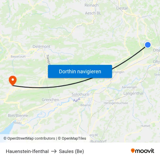 Hauenstein-Ifenthal to Saules (Be) map