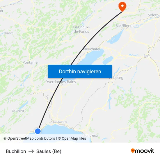 Buchillon to Saules (Be) map