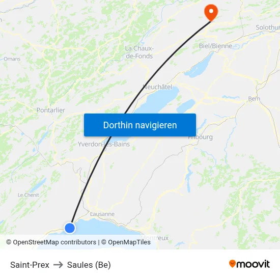 Saint-Prex to Saules (Be) map