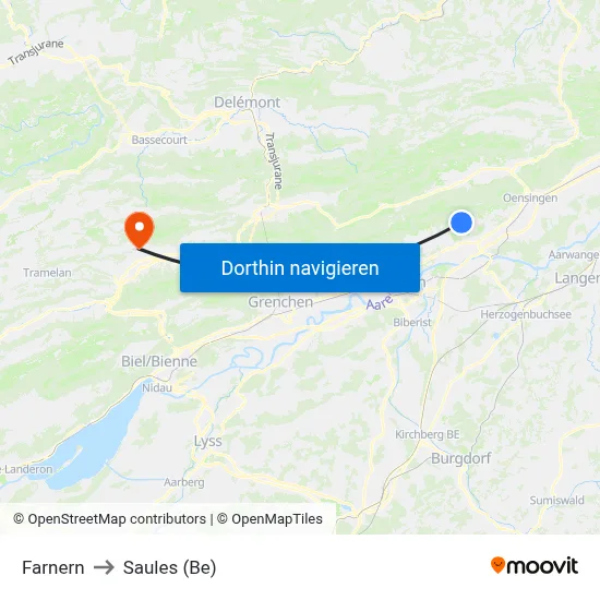 Farnern to Saules (Be) map