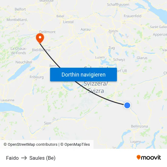 Faido to Saules (Be) map
