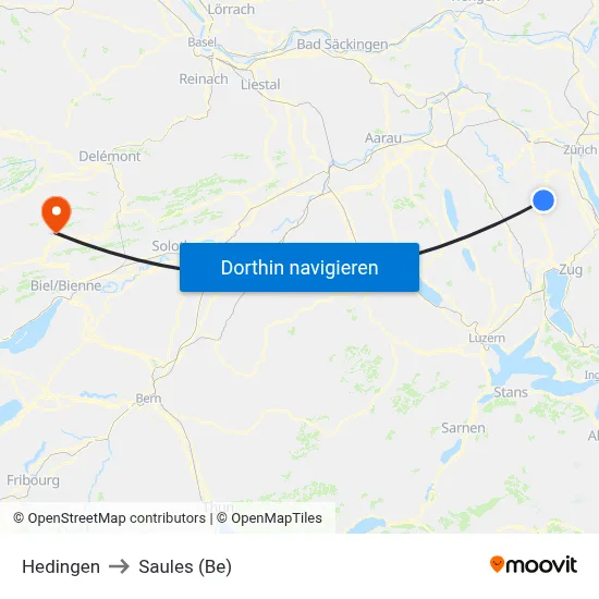 Hedingen to Saules (Be) map