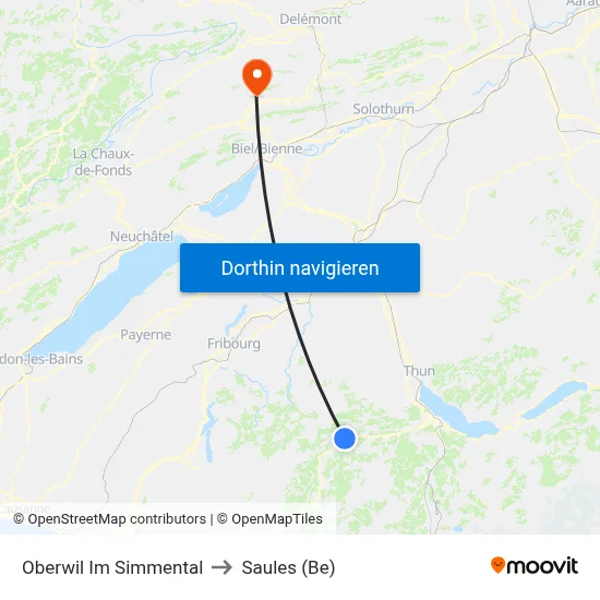 Oberwil Im Simmental to Saules (Be) map
