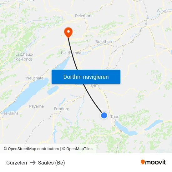Gurzelen to Saules (Be) map