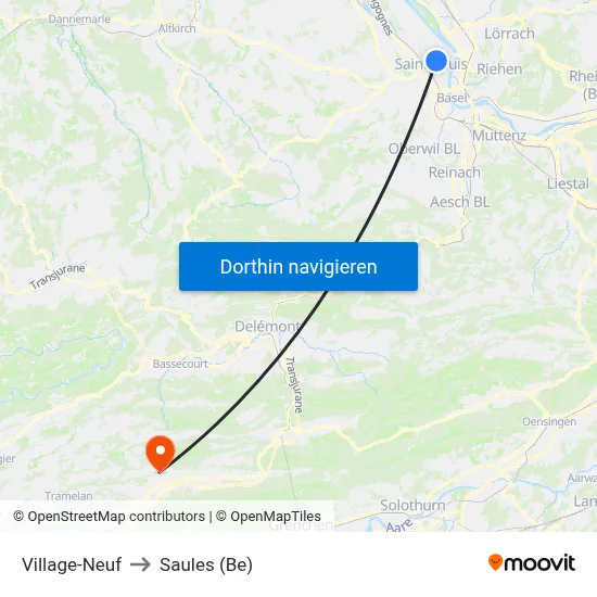 Village-Neuf to Saules (Be) map