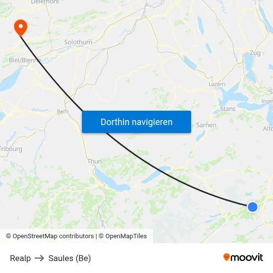 Realp to Saules (Be) map