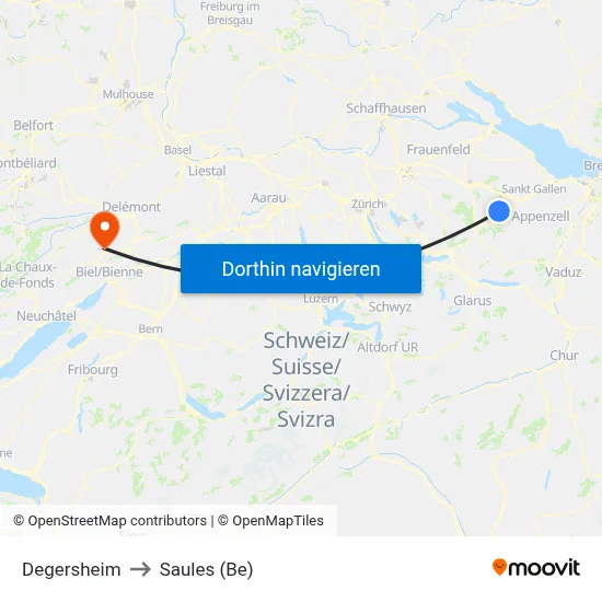 Degersheim to Saules (Be) map