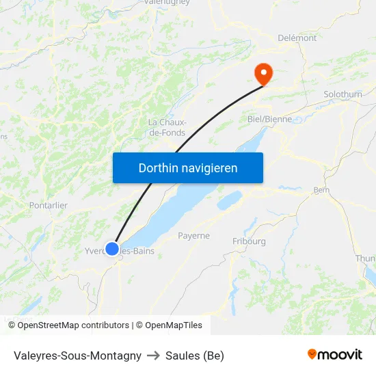 Valeyres-Sous-Montagny to Saules (Be) map
