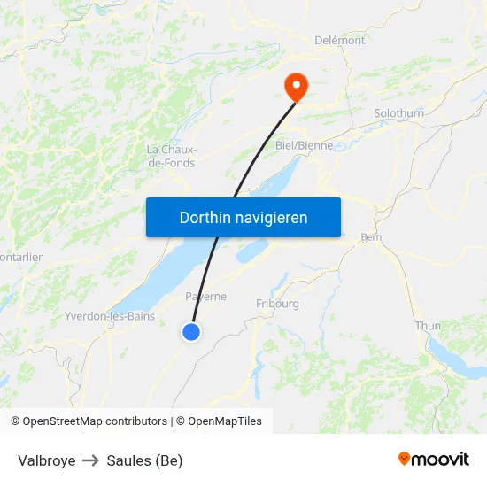 Valbroye to Saules (Be) map