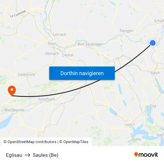 Eglisau to Saules (Be) map
