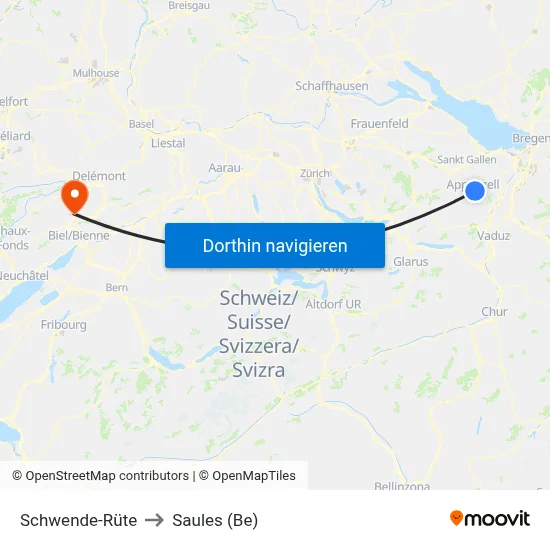 Schwende-Rüte to Saules (Be) map