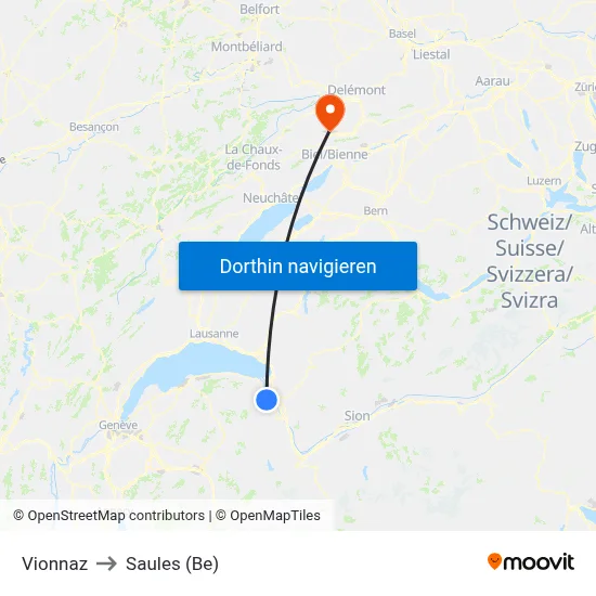 Vionnaz to Saules (Be) map