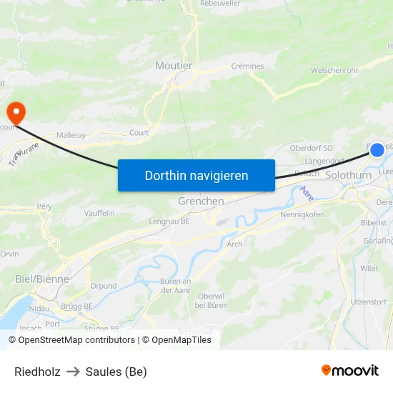 Riedholz to Saules (Be) map