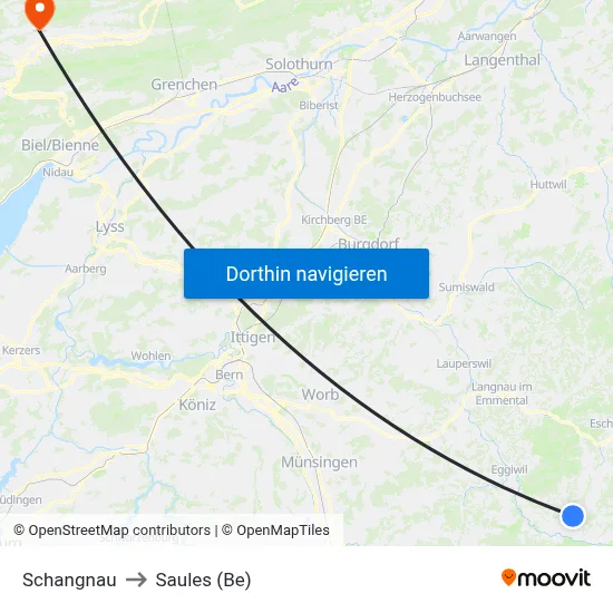 Schangnau to Saules (Be) map