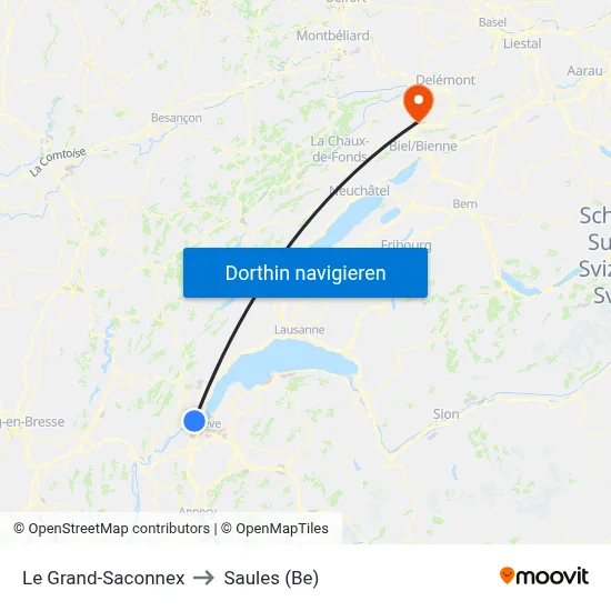Le Grand-Saconnex to Saules (Be) map