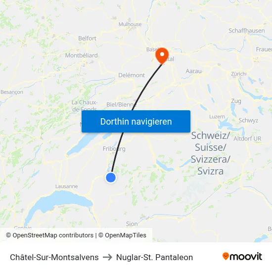 Châtel-Sur-Montsalvens to Nuglar-St. Pantaleon map