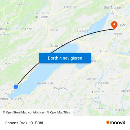Onnens (Vd) to Bühl map