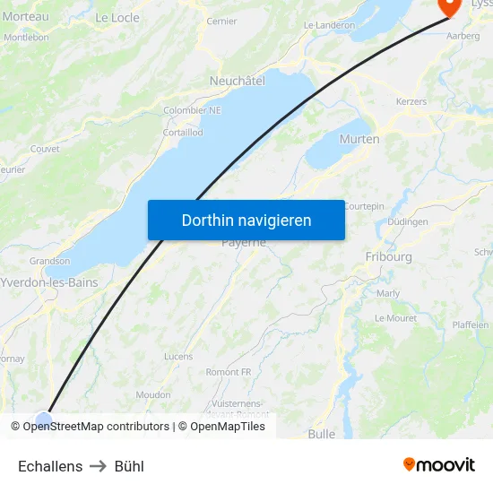 Echallens to Bühl map