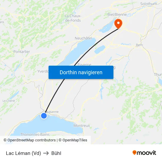Lac Léman (Vd) to Bühl map