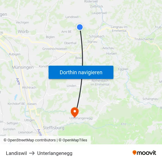 Landiswil to Unterlangenegg map