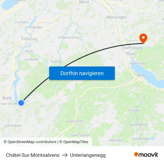 Châtel-Sur-Montsalvens to Unterlangenegg map